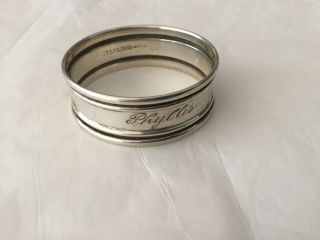 Vintage Sterling Napkin Ring With The Name Phyllis