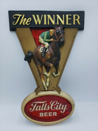 Rare Vintage Embosograph Falls City Beer Sign - Kentucky Derby Winner