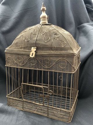 Vintage Decorative Gold Metal Bird Cage