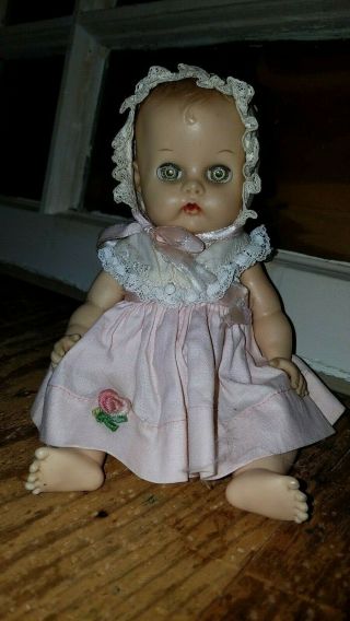 Vintage Vogue 8 " Ginette Baby Doll Sleepy Eyed W/ Tagged Clothes