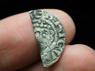 Rare Silver Nd 1199 - 1216 Medieval England King John Cut 1/2 Penny London 758