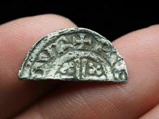 Rare Silver ND 1199 - 1216 Medieval England King John Cut 1/2 Penny London 758 2