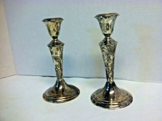 Gorham Sterling Silver 7 " Candlesticks - Set Of 2 - Mid - Century Modern Silver