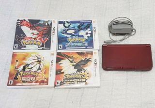 Nintendo 3ds Xl Handheld Gaming System - Red (with 4 Games) Rare Pkmn Incl