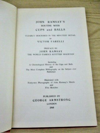 RARE MAGIC BOOK - JOHN RAMSAY ' S ROUTINE WITH CUPS & BALLS - Victor Farelli 1948 3