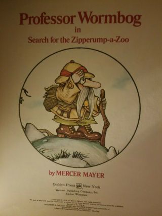 Rare Professor Wormbog In Search For The Zipperump - Zoo; Mercer Mayer (hardcover)