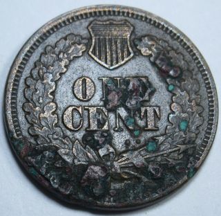 1866 VF Detail US Indian Head Penny Cent Antique U.  S.  Currency Coin Old Money 2