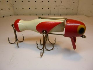 Vintage Lure Two - Piece Fishing Red White Antique Tackle