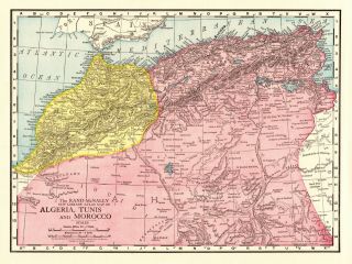 1912 Antique Morocco Map Vintage Map Of Algeria Tunisia North Africa Map 6254