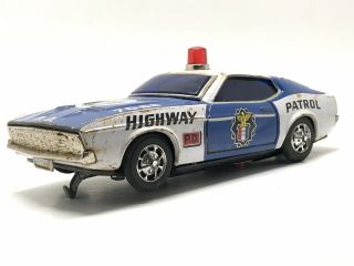 Bump N Go Taiyo Ford Mach 1 Mustang Police Car Battery Operated Vintage Tin Rare