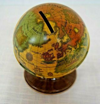 Vintage Mcm Latin World Globe Bank Tin Litho