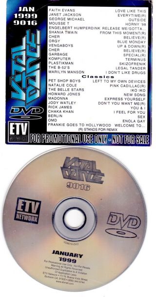 Etv Vital Dance Dvd January 1999 9016 Rare & Orginial Disc