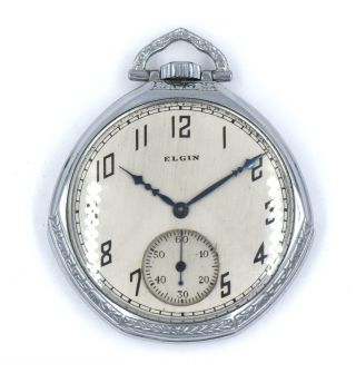 Antique Elgin Model 3 Open Face Grade 303 Pocket Watch 12s Silver Tone C1910
