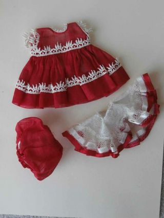 Vintage 1954 Ginny Vogue Doll My First Corsage Red Dress Underskirt Bloomers