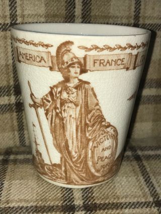 Antique Scarborough Royal Doulton Ww1 Victory And Peace Beaker 1919