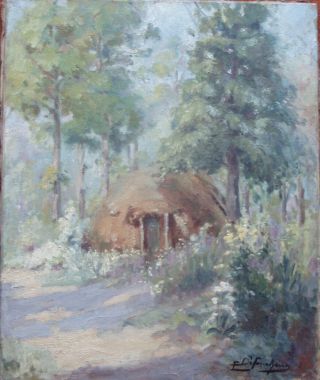 Very Rare French Canvas Early Xx C.  Painting Landscape Size: 46 X 38 Cm.