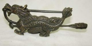 Collectibles Rare Chinese Old Style Brass Carved Dragon Lock And Key