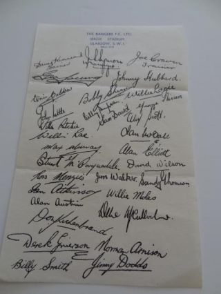 Glasgow Rangers Fc 1955 - 56 ? Rare Autograph Sheet Scot Symon Johnny Hubbard