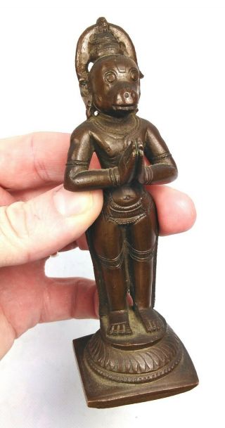 Small Antique Indian Hindu Monkey God Hanuman Bronze Statue