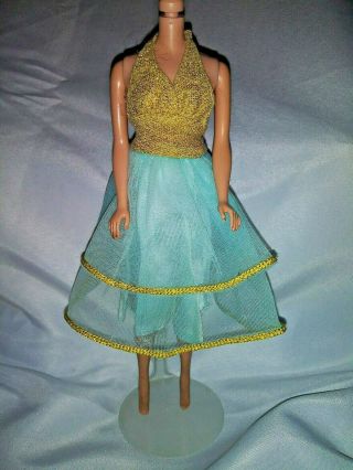 Vintage " Barbie  Best Buy Gold Turquoise Halter Dress " Htf 9582 (jp)