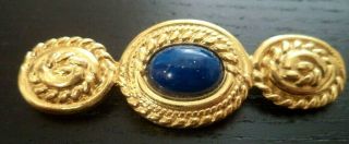 Rare Vintage Estate Signed Richelieu Blue & Gold Tone 1.  5 " Brooch G963x