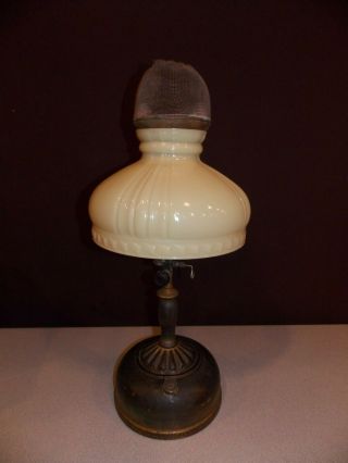 Vintage 1919 Coleman Quick - Lite Doble Mantle Lantern Lamp W/rare Yellow Shade Ex