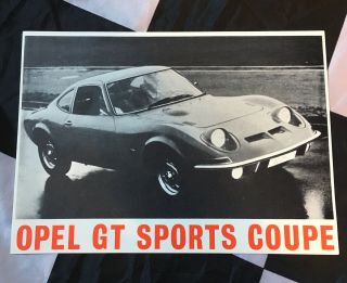 1968 Opel Gt Sports Coupe Sales Brochure Prospekt English Rare