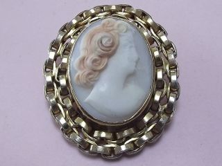 Antique Rolled Gold & Hand Carved Cameo Brooch Pin 1920