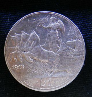 1912 Italy Kingdom Rare Silver Coin 1 Lira Xf Vittorio Emanuele Iii