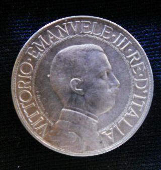1912 ITALY Kingdom rare silver COIN 1 lira XF Vittorio Emanuele III 2