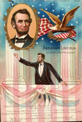Antique Vintage Postcard Abraham Lincoln Centennial Martyred President