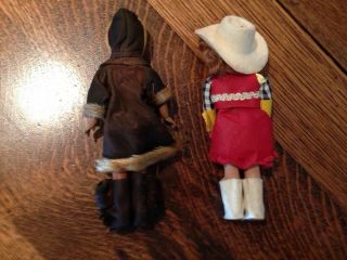 2 Small Vintage Sleeping Eye Dolls Cowgirl And Eskimo 2