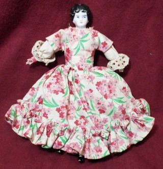 Old Antique 7 1/2 " Miniature China Head Dollhouse Doll Signed Germany