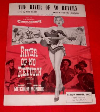 Rare Ex 1954 Marilyn Monroe The River Of Vintage Movie Sheet Music