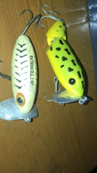 2 Fred Arbogast Jitterbugs 1 Jointed 1 Vintage