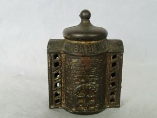 Antique Cast Iron Castle Domed Tower Still Penny Bank