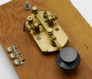 Antique Signal Electric Mfg Brass Morse Code Telegraph Key Ham Radio On Board
