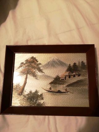 Antique Asian Silk Work Pictures With Frames