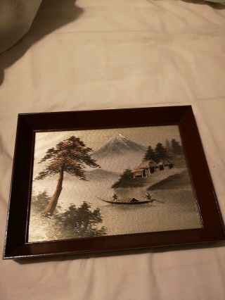 Antique Asian Silk Work Pictures With Frames 2