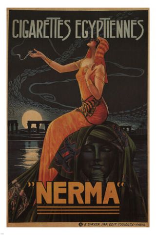 Egyptian Cigarettes Nerma Vintage Ad Poster G Camps France 1924 24x36 Hot
