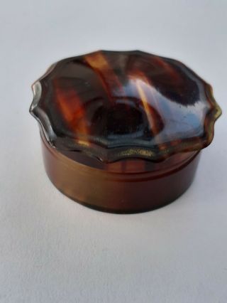 Antique Victorian Faux Tortoiseshell Pill Box Pot Vanity