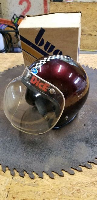 Vintage Buco Motorcycle Helmet With Full Face Shield.