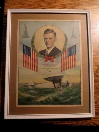 Rare Capt.  Charles Lindbergh Framed Tribute - Andrew Kellogg Co.  1927