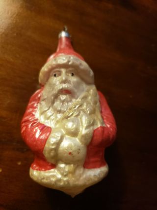 Antique Vintage Glass Christmas Ornament Santa Claus Ornament (german?) - Thin