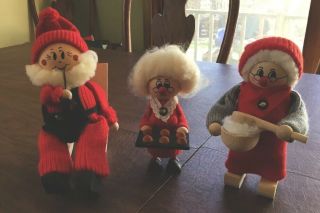 Vintage Ljungstroms Of Sweden Handmade Folk Art Wooden Doll Trio