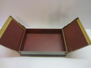 Vtg Antique Old Art Deco Brass Metal Hinged Box Bible Book Storage Case 2