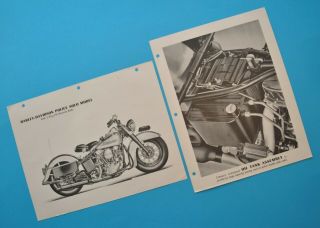 Rare 1952 Harley Dealer Factory Photo Police El Fl Hydra Glide Brochure Poster