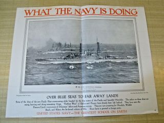 Rare Antique Wwi Us Navy Recruitment Poster What The Navy Is Doing Pacific Fleet
