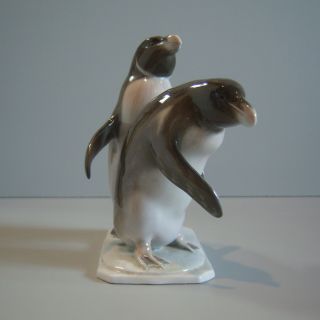 Vntg German Rare Metzler & Ortloff Pair Penguin Porcelain Figure Figurine