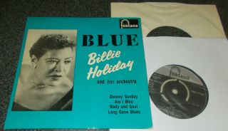 Billie Holiday And Her Orchestra - Blue - Uk 1957 Vinyl 7 " Ep - 1st Press - Rare